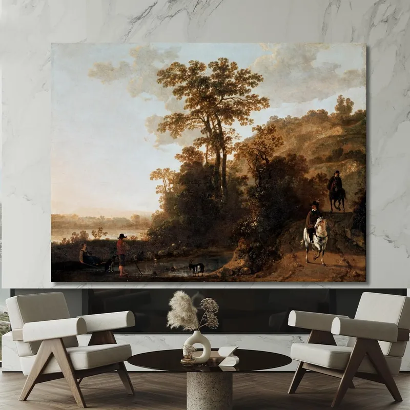 Una Cavalcata Serale Vicino A Un Fiume Aelbert Cuyp
