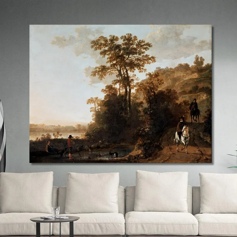 Una Cavalcata Serale Vicino A Un Fiume Aelbert Cuyp