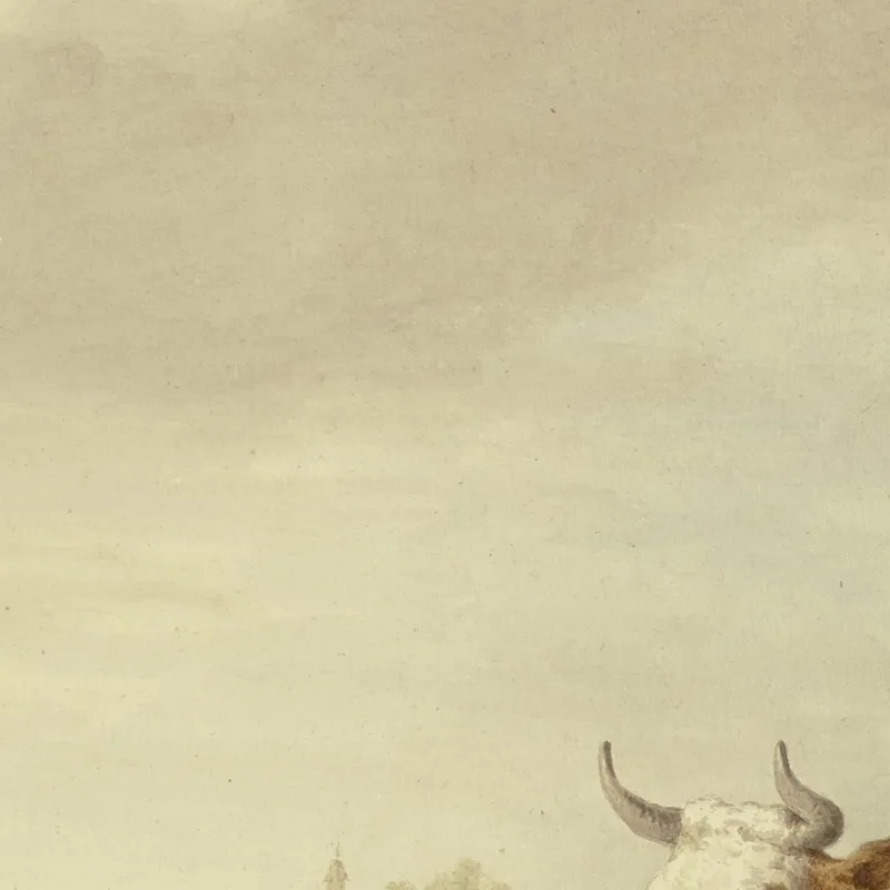 Mucche E Pecore In Un Prato, In Lontananza Una Città, A Sinistra Una Mungitrice Aelbert Cuyp
