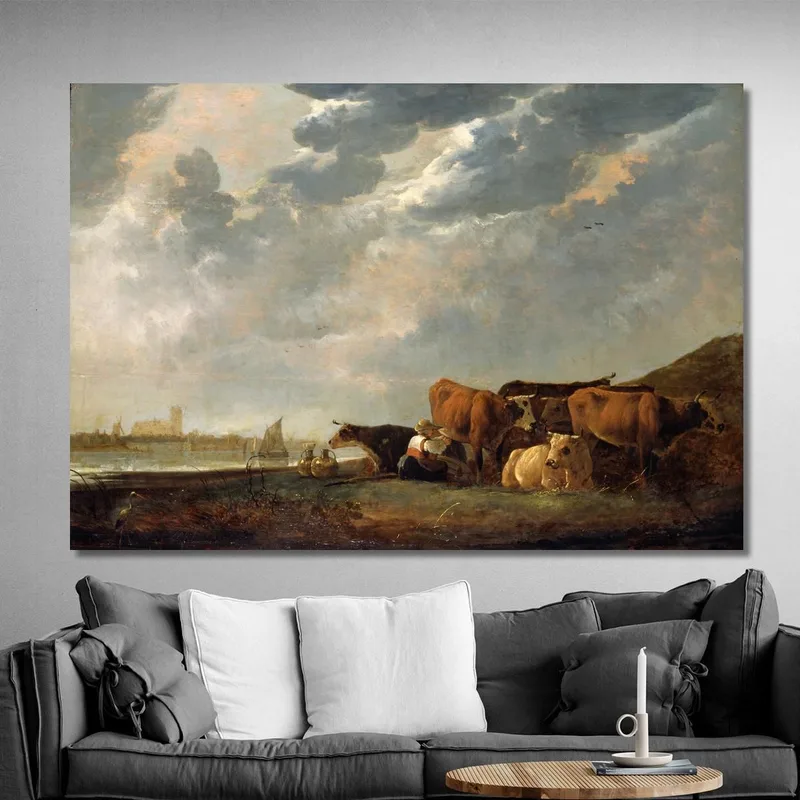 Ganado Cerca Del Mosa Con Dordrecht En La Distancia​ Aelbert Cuyp