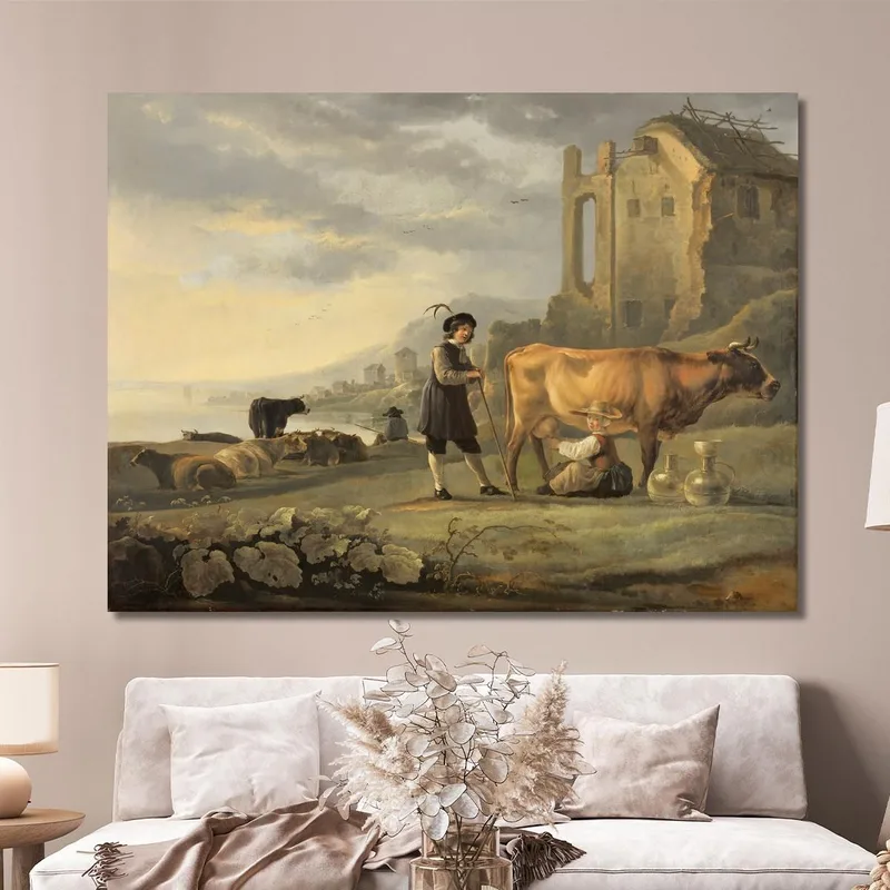 Paesaggio Con Una Domestica Che Munge Una Mucca Aelbert Cuyp