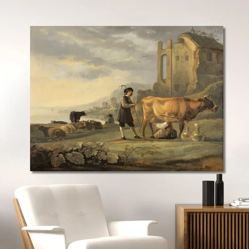 Paesaggio Con Una Domestica Che Munge Una Mucca Aelbert Cuyp