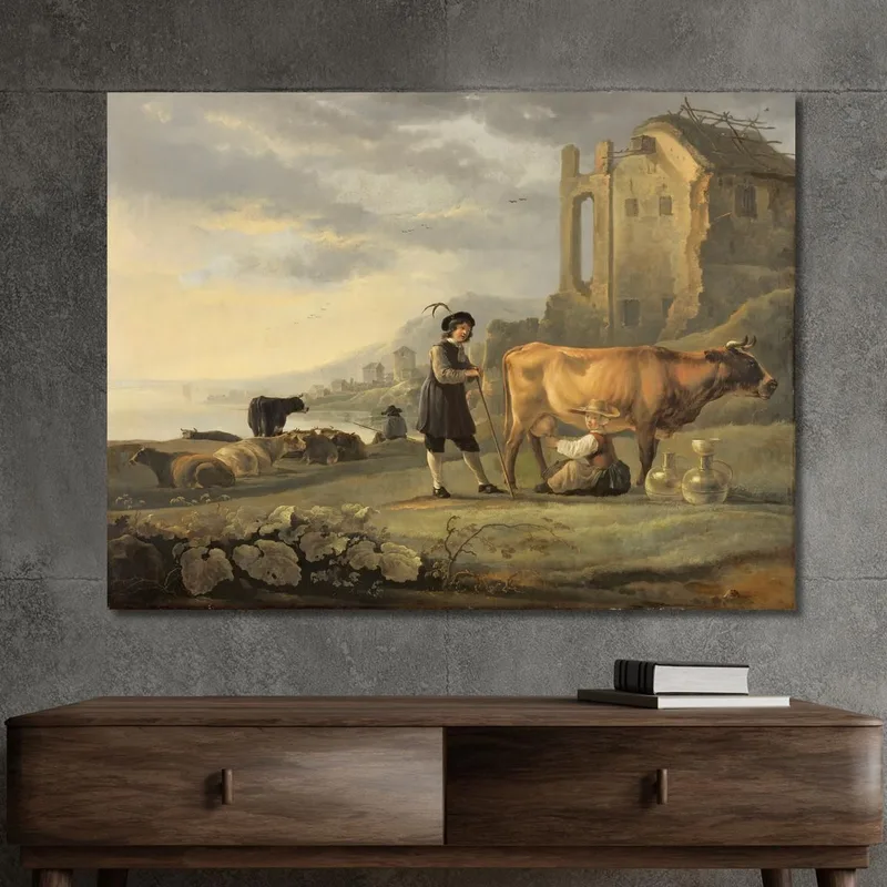 Paesaggio Con Una Domestica Che Munge Una Mucca Aelbert Cuyp