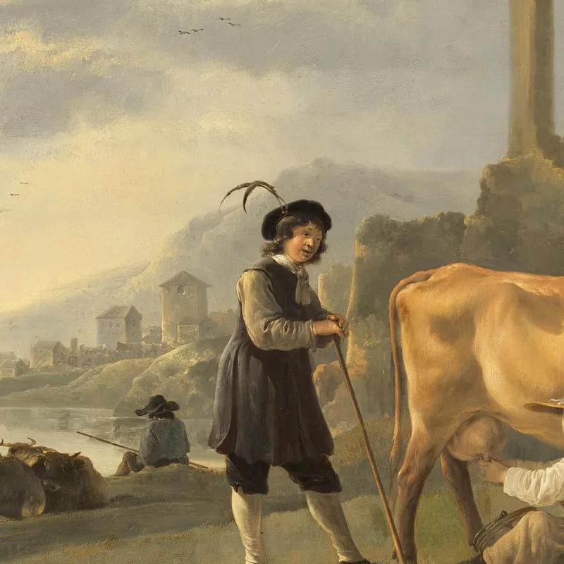 Paesaggio Con Una Domestica Che Munge Una Mucca Aelbert Cuyp