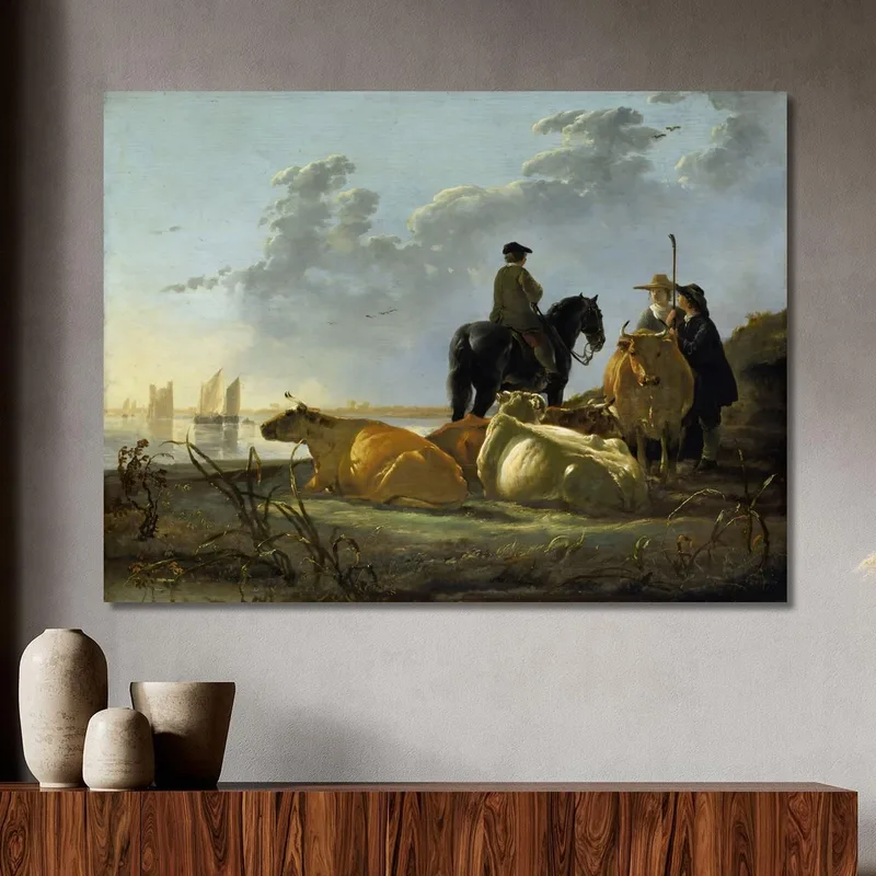 Bauern Und Vieh Am Fluss Merwede​ Aelbert Cuyp