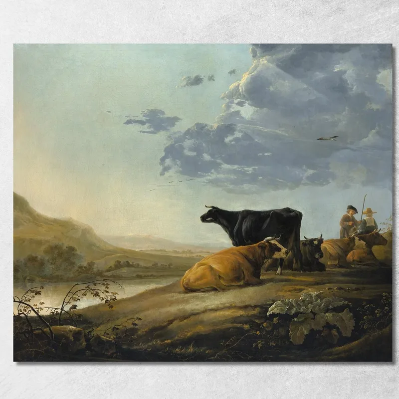 Giovani Mandriani Con Mucche Aelbert Cuyp quadro stampa su tela