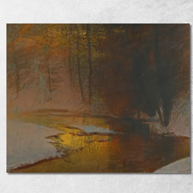 Fiume Innevato Al Tramonto Ladislav Mednyánszky quadro stampa su tela