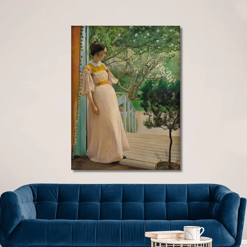 At The French Windows. The Artist'S Wife Laurits Andersen Ring