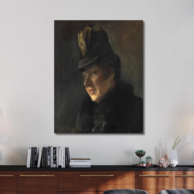 Retrato De Una Mujer Joven Con Abrigo De Cuello De Piel Y Sombrero Con Velo Laurits Andersen Ring