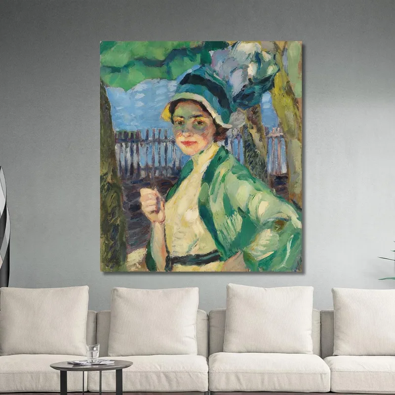 Portrait D'Une Dame Sous Un Parapluie Vert Frieda Blell Leo Putz
