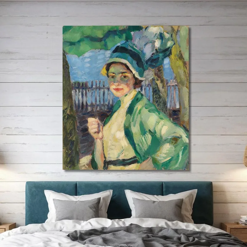 Portrait D'Une Dame Sous Un Parapluie Vert Frieda Blell Leo Putz