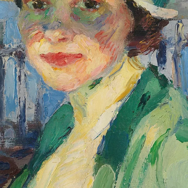 Portrait D'Une Dame Sous Un Parapluie Vert Frieda Blell Leo Putz