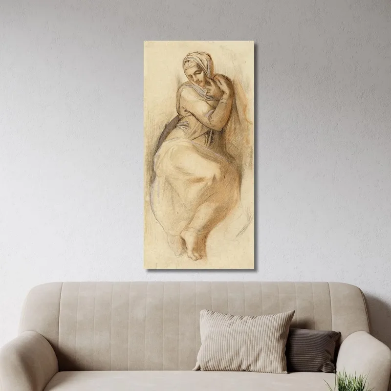 Study Of The Virgin Of The Last Judgment In The Sistine Chapel In Rome By Michelangelo Léon Bonnat