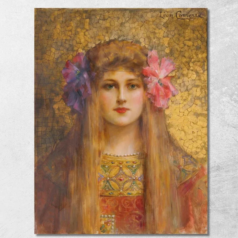 Ritratto Di Donna Con Turbante Fiorito Léon François Comerre quadro stampa su tela