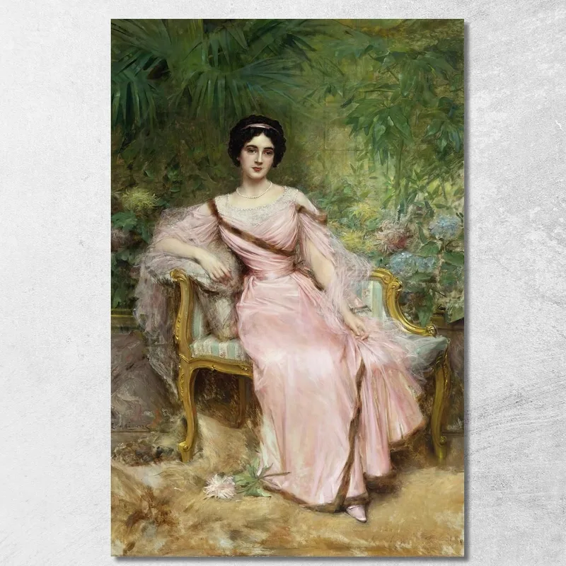 Ritratto Di Suzanne Hudelo Nata Armand Seduta In Una Serra Léon François Comerre quadro stampa su tela