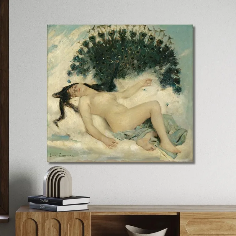 Mujer Durmiendo Con Un Pavo Real Léon François Comerre