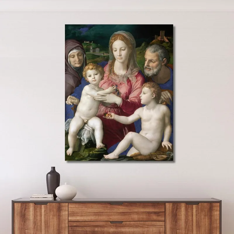 Sagrada Familia Con Santa Ana Y El Niño San Juan Agnolo Bronzino