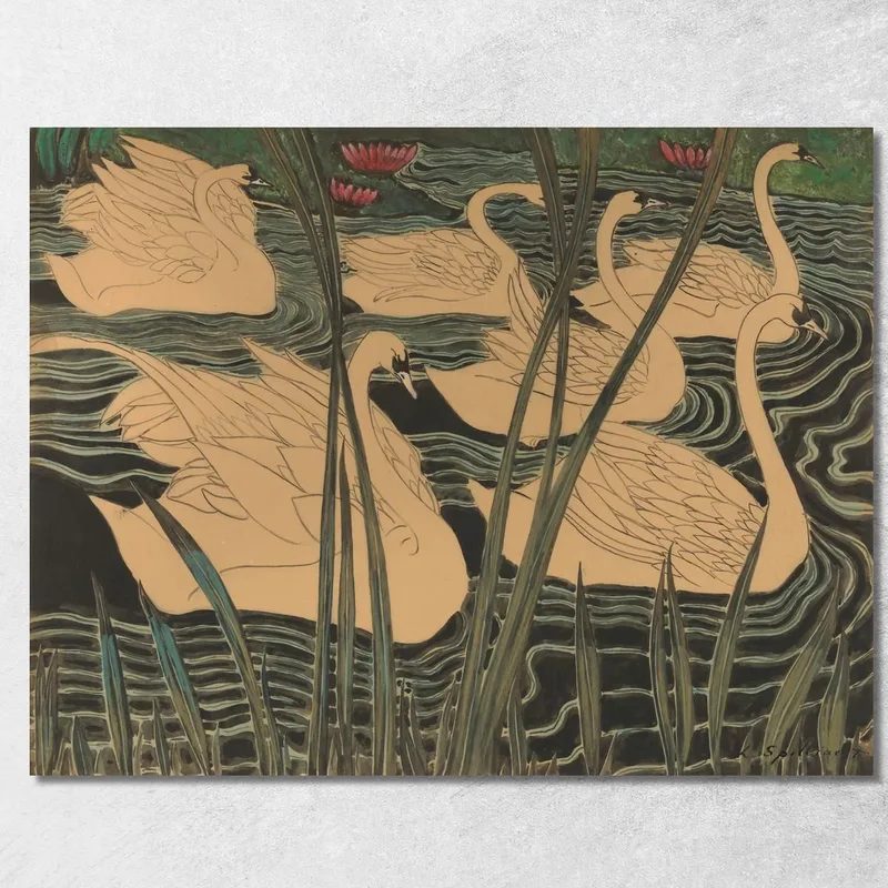 Cigni Léon Spilliaert quadro stampa su tela
