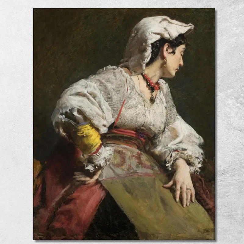 Estudio De Una Mujer Italiana Leon Wyczółkowski cuadro en lienzo