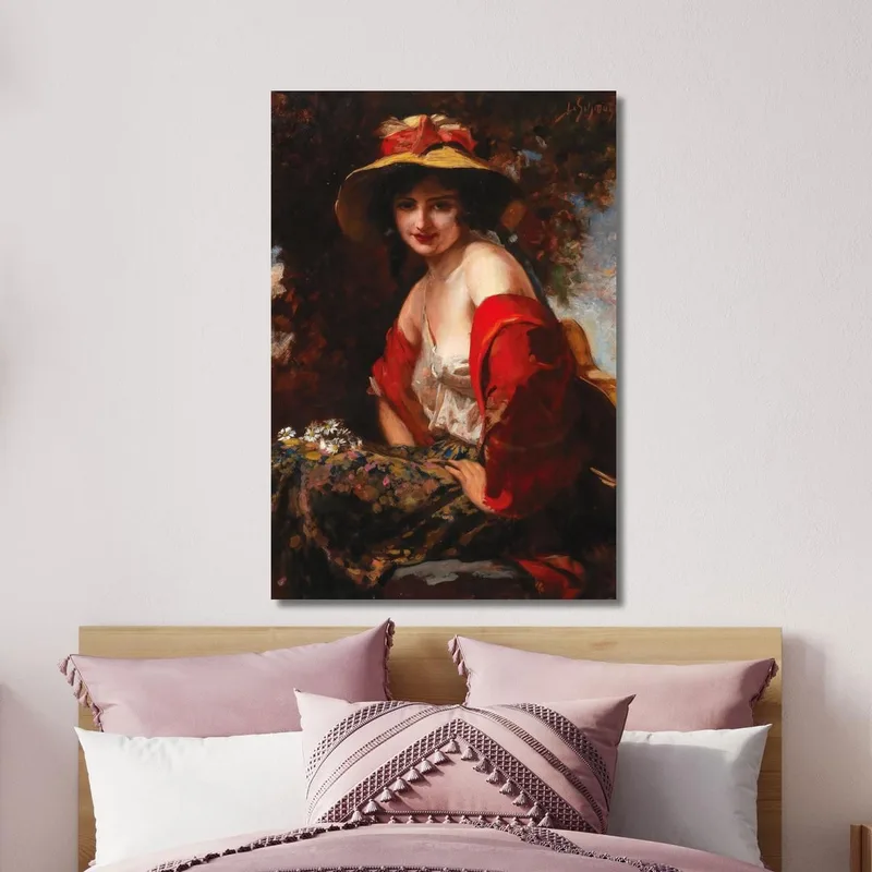 Una Joven Dama Con Sombrero De Paja Leopold Schmutzler