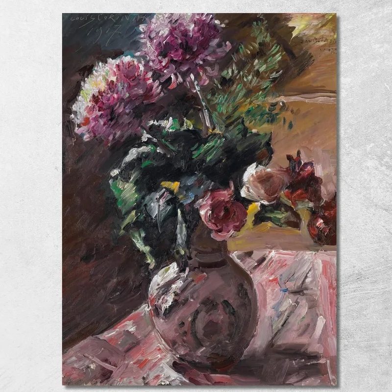 Chrysanthemen Und Rosen Im Krug Lovis Corinth drucken auf leinwand