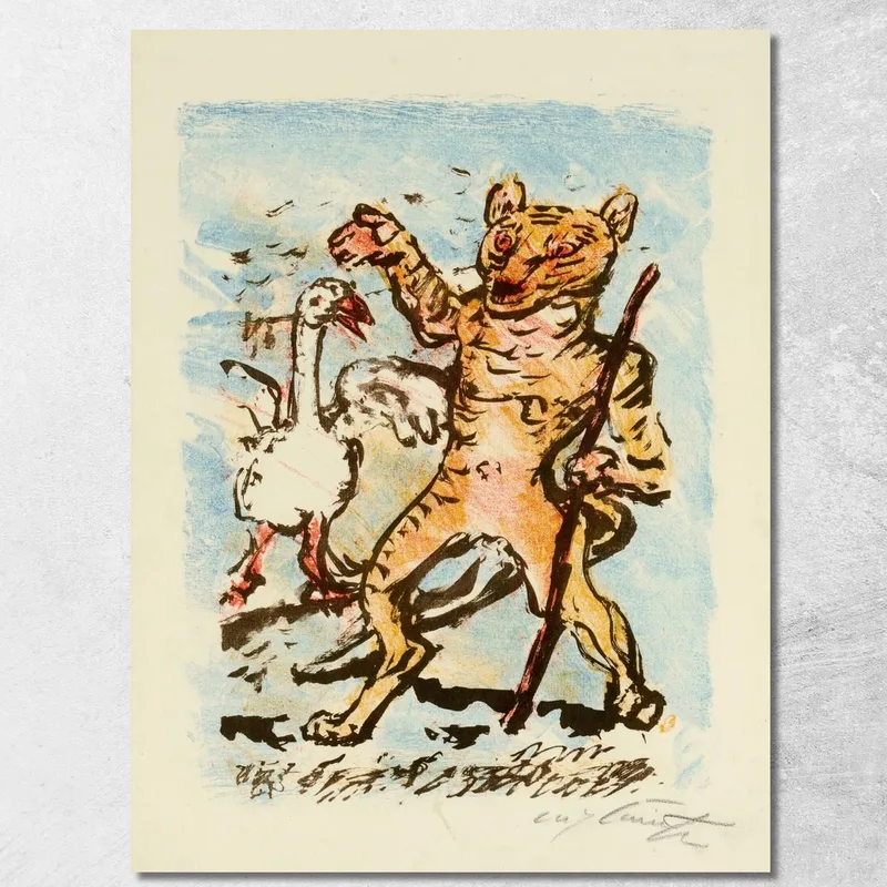 Der Kater Hinze Und Eine Singende Gans Lovis Corinth drucken auf leinwand