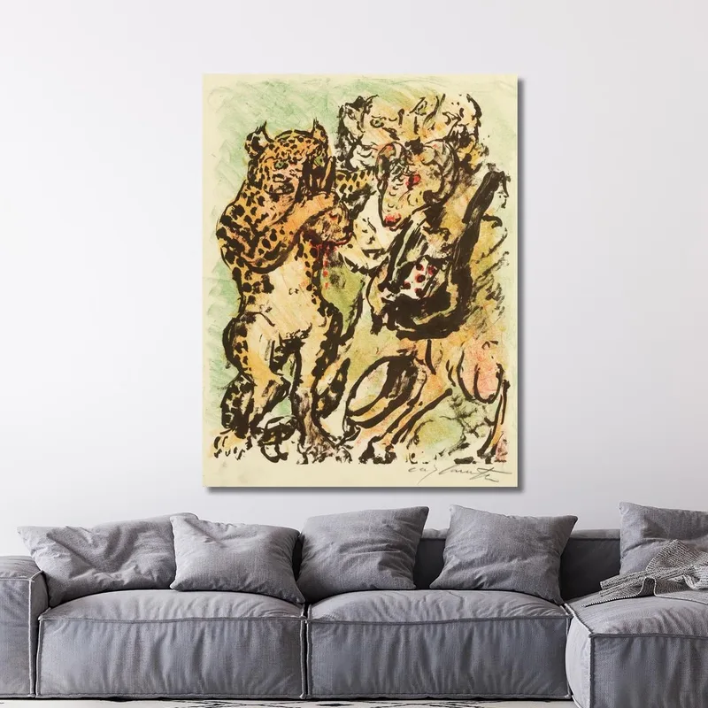 Der Widder Bokert Und Der Kater Hinze Holen Vor König Nobel Den Kopf Des Ermordeten Hasen Lampe Aus Dem Sack Lovis Corinth druck