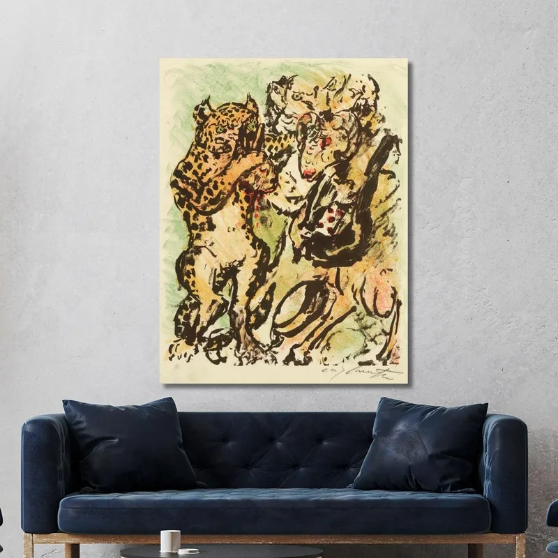 Der Widder Bokert Und Der Kater Hinze Holen Vor König Nobel Den Kopf Des Ermordeten Hasen Lampe Aus Dem Sack Lovis Corinth druck