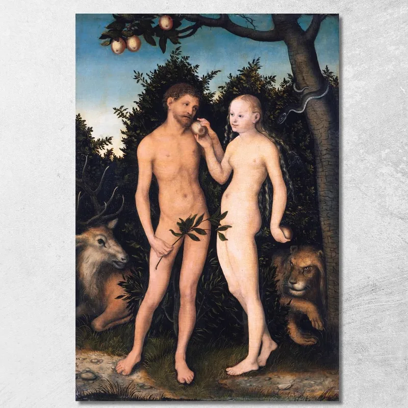 Adam Et Ève Au Paradis : La Chute Lucas Cranach the Elder tableau impression sur toile