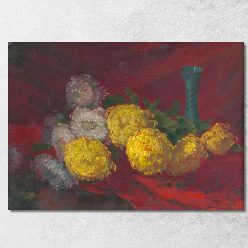 Chrysanthemen Auf Dem Tisch Ľudovít Čordák drucken auf leinwand