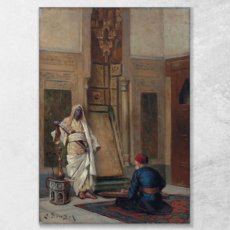 Un Musicista E Una Guardia In Un Interno Orientale Ludwig Deutsch
