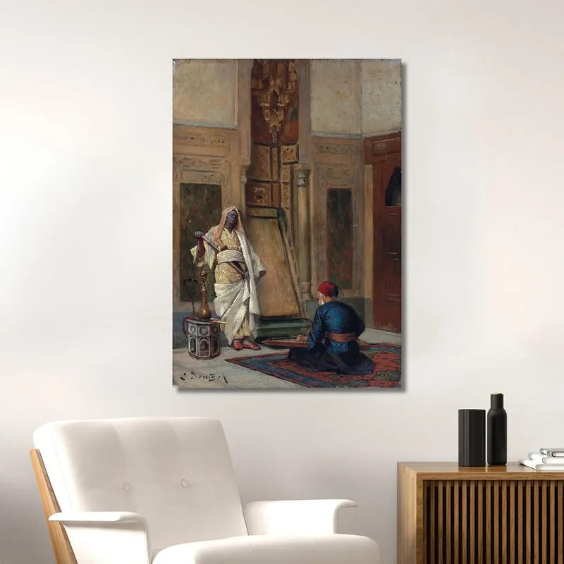 Un Musicista E Una Guardia In Un Interno Orientale Ludwig Deutsch