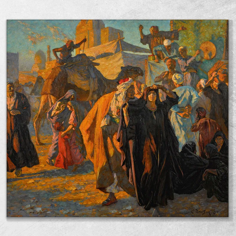 Una Festa Di Strada Al Cairo Ludwig Deutsch