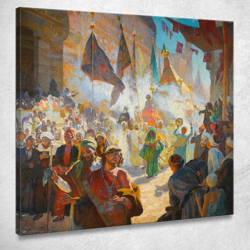 The Procession Of The Mahmal Through The Streets Of Cairo Ludwig Deutsch canvas print