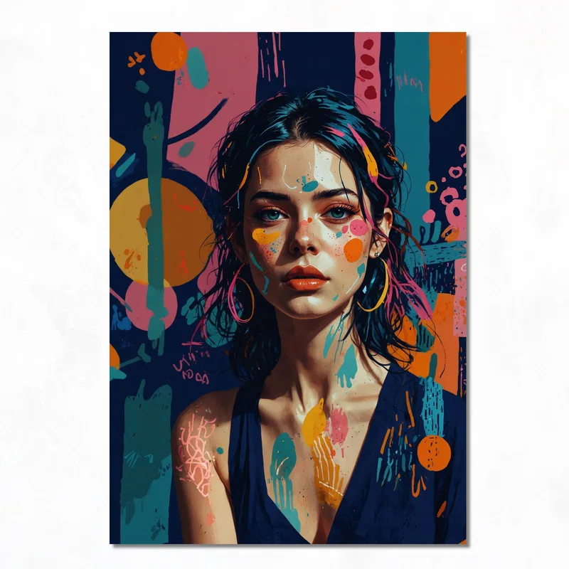 Impression sur toile portrait abstrait coloré