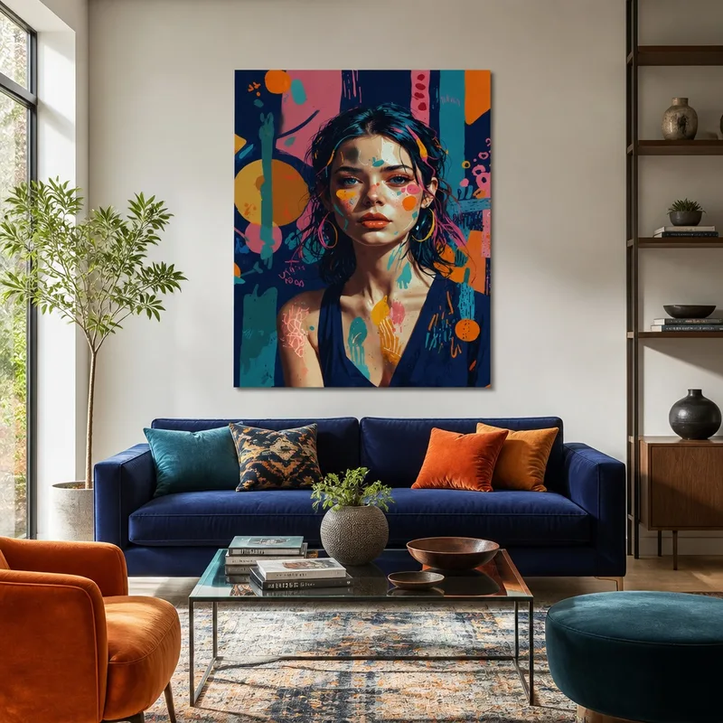 Impression sur toile portrait abstrait coloré