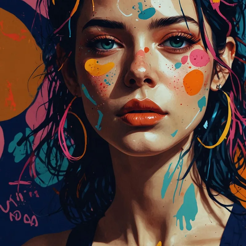 Impression sur toile portrait abstrait coloré