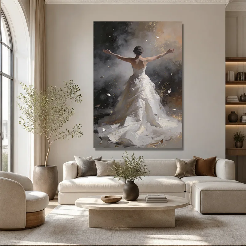 Mariée Élégante en Robe Blanche tableau sur toile