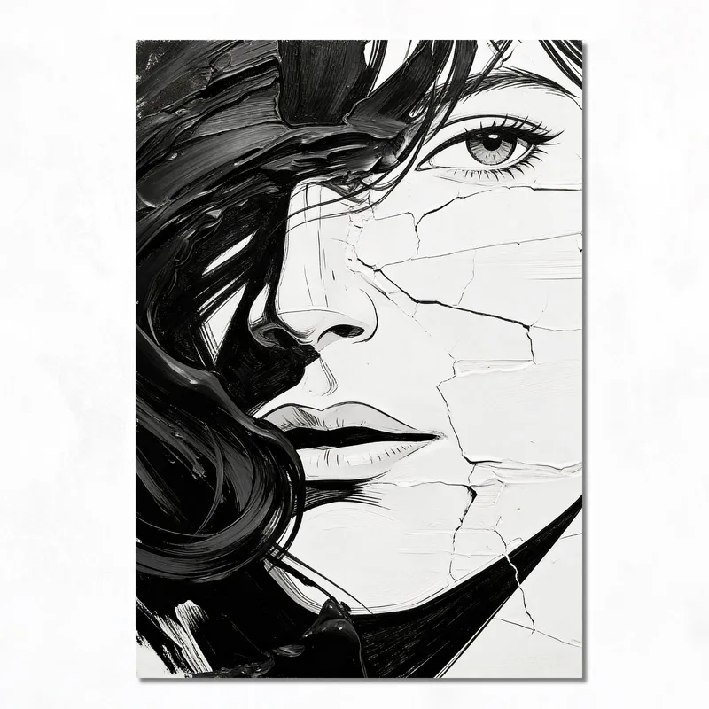 Canvas print abstract black and white portrait