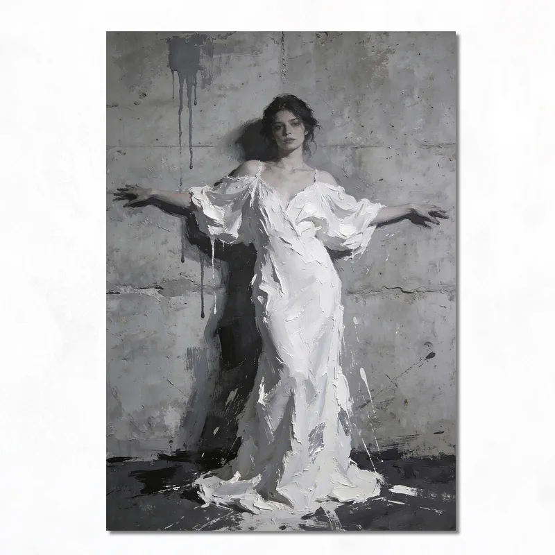 Élégance de Robe Blanche tableau moderne