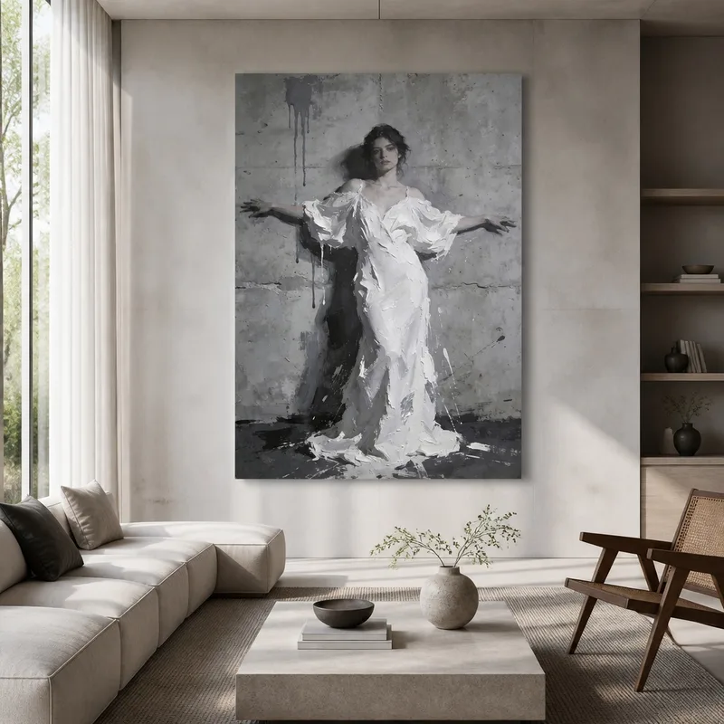 Élégance de Robe Blanche tableau moderne