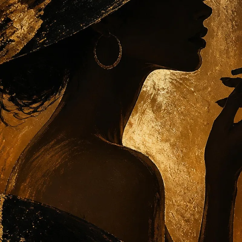 Silhouette di Cappello Dorato quadro moderno su tela