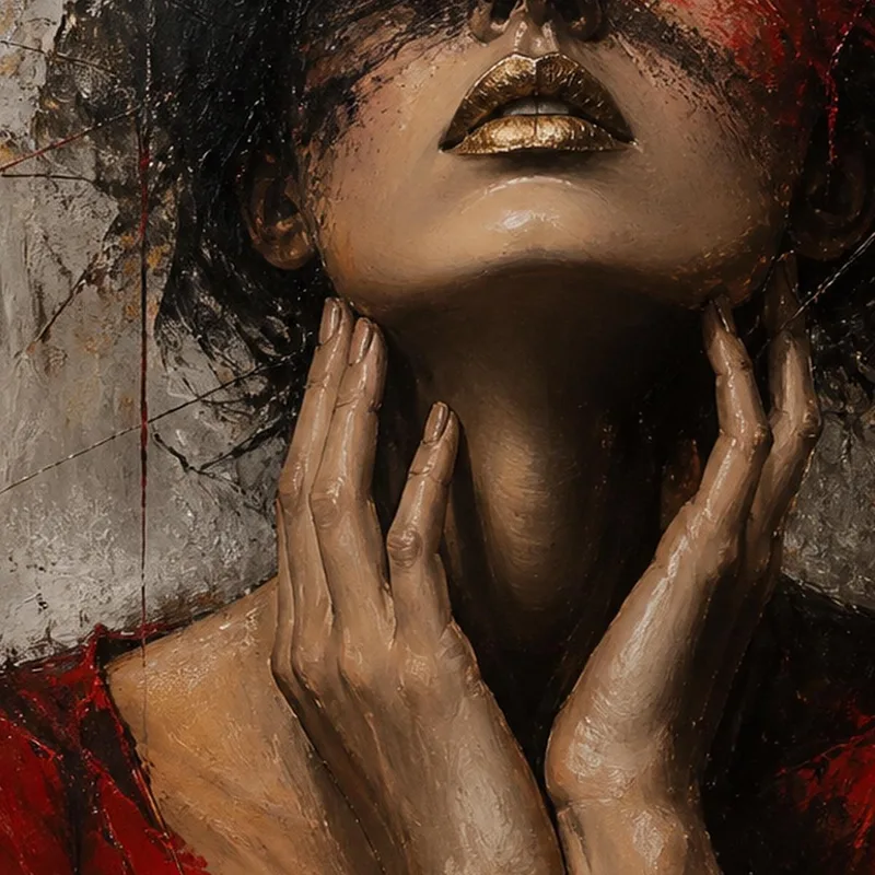 Intense Portrait with Red Accents modern canvas