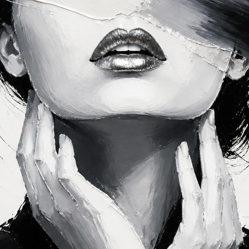 Impresion en lienzo retrato abstracto monocromo