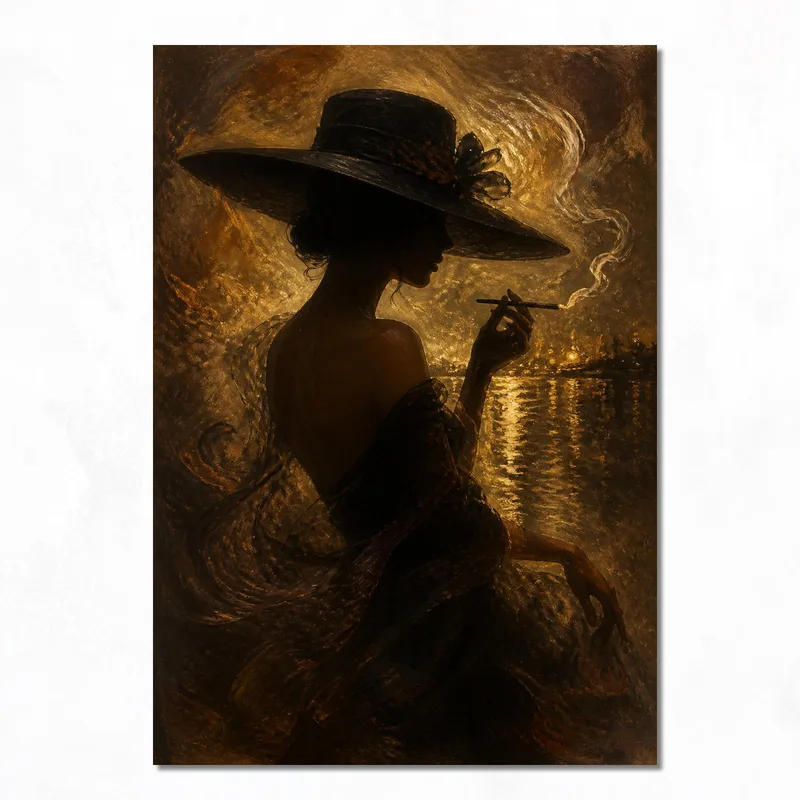 Donna Elegante con Cappello quadro moderno su tela