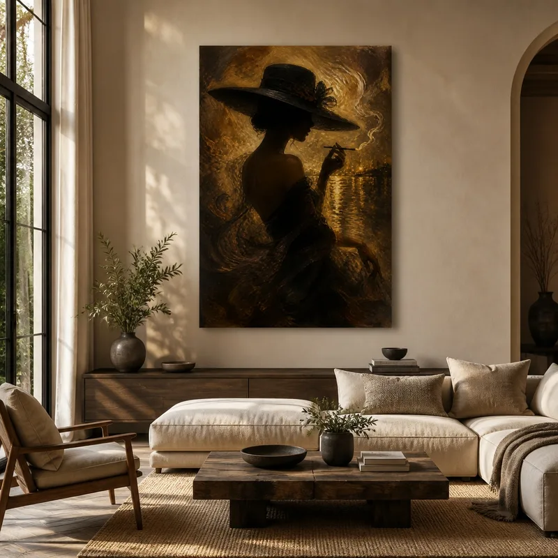 Donna Elegante con Cappello quadro moderno su tela
