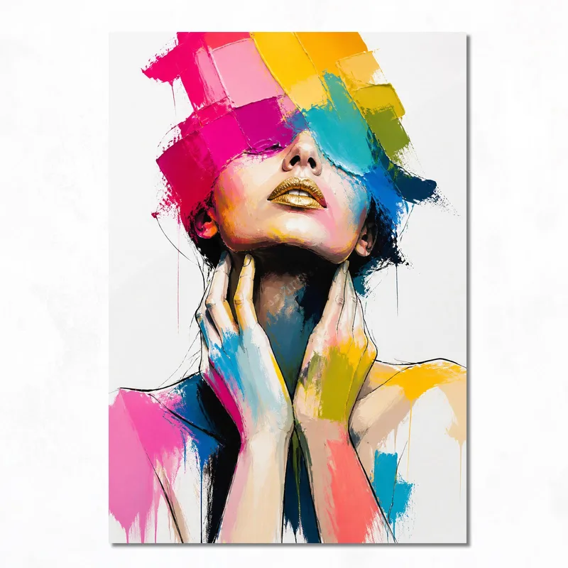 Toile artistique portrait abstrait coloré