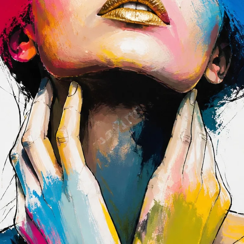 Toile artistique portrait abstrait coloré