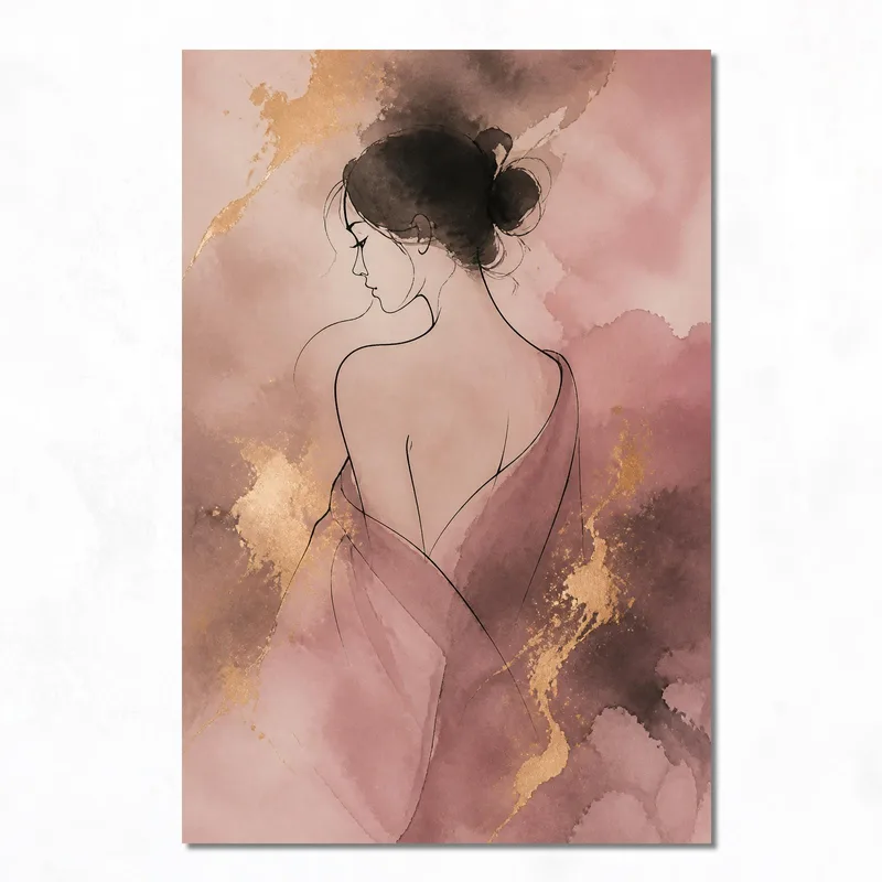 Modern canvas abstract woman in soft pink