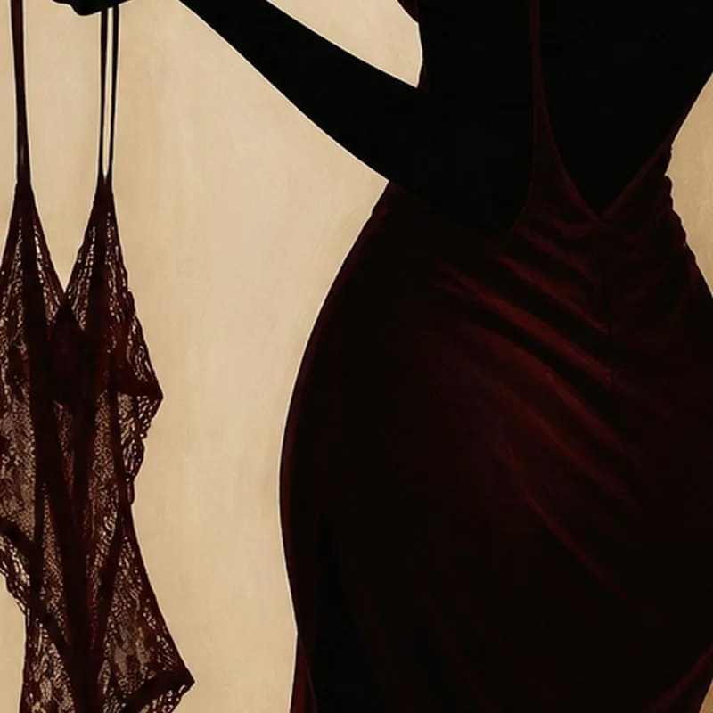 Lienzo artistico silueta de mujer con vestido rojo
